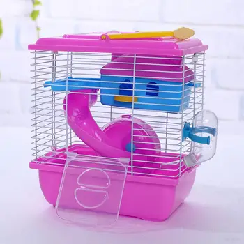

Adeeing Pet Cage Hamster Cottage with Transparent Skylight Double Layer House for Hamster Golden Hamster Pet