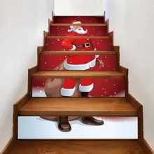 6 шт./компл. Водонепроницаемый ПВХ стены наклейки лестницы Снеговик Санта Клаус Рождественский пол лестница наклейки на Рождество, украшение для дома