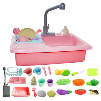 

21Pcs Children Pretend Play Wash Dishes Vegetables Early Learning Education Toys For Kids - Blue