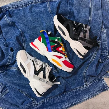 

2019 NEW women Running Shoes Sport men Sneakers Breathable Walking Jogging Athletic Cushioning Footwear Height Increasing 5 CM