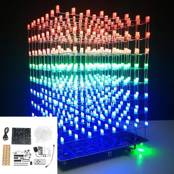 

NEW APP Control DIY WIFI APP 8x8x8 3D Light Cube Kit Red Blue Green LED MP3 Music Spectrum Kit With 3W Amplifier+3W Speaker