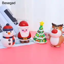 Besegad Kawaii мягкие Squishies Санта Клаус замедлить рост игрушки для детей взрослых снимает стресс беспокойство Рождество дома декоративный