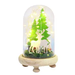 Мини стеклянный шар Деревянный DIY Дом комплект Творческий Блестящий миниатюрный пейзаж Led со стеклянной крышкой для взрослых женщин