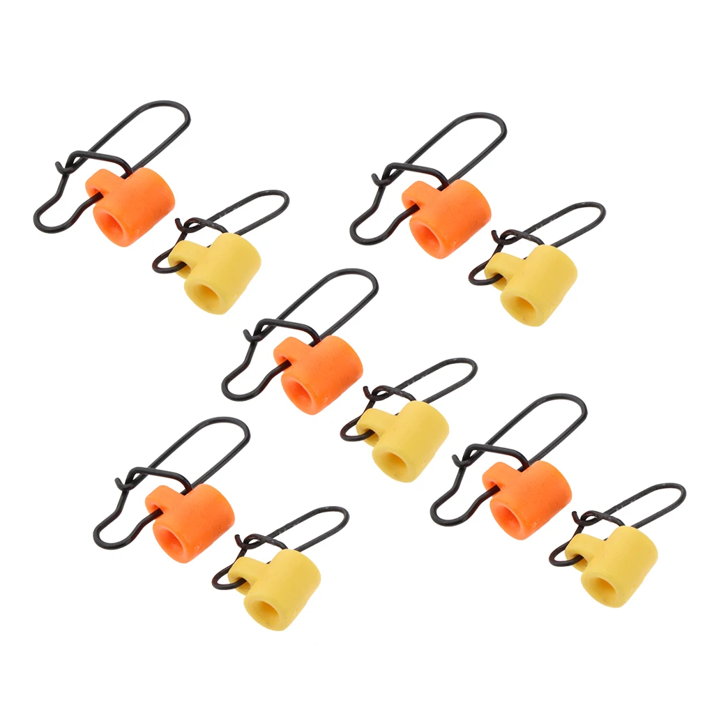 

10pcs Plastic Head Fishing Line Sinker Slide Hooked Steel Connector Pin With Safety Sinker Slip Clip Clear Snaps
