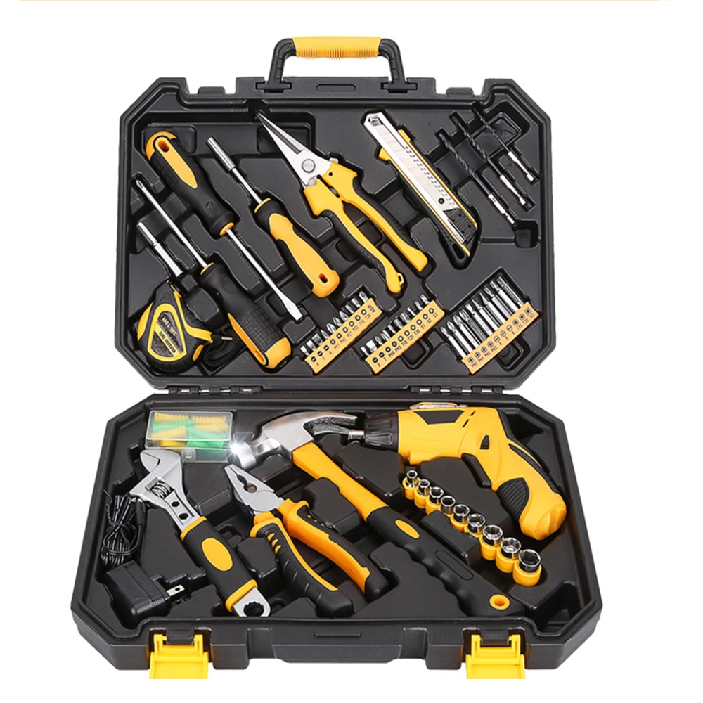 Tool for Car Repair Home Repair Tool Kit Set Electrician Hand Tool Set Household Tool Kit Saw Screwdriver Hammer Tape Wrench