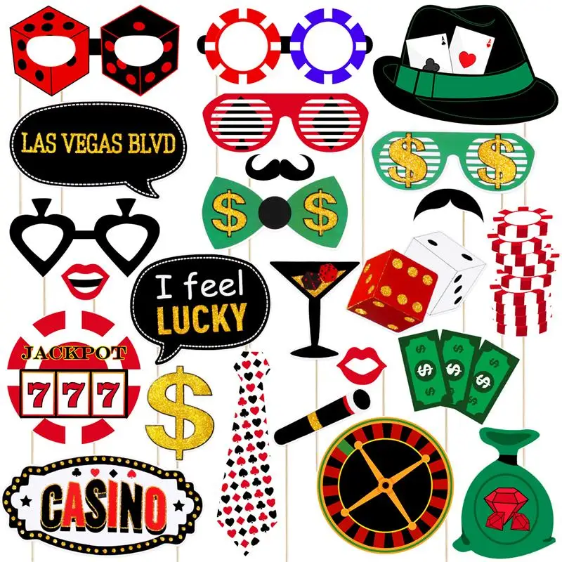 24pcs Cosplay Las Vegas Party Photo Booth Props Creative