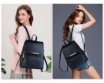 

2019 Design Concise Womens Backpack Leisure PU Leather School Bagpack For Girls Teens Female Backpacks Travel Black Rucksack
