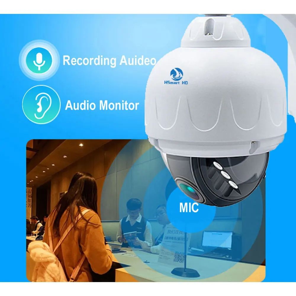 Беспроводная IP скоростная купольная камера Wifi HD 1080P PTZ уличная Безопасность