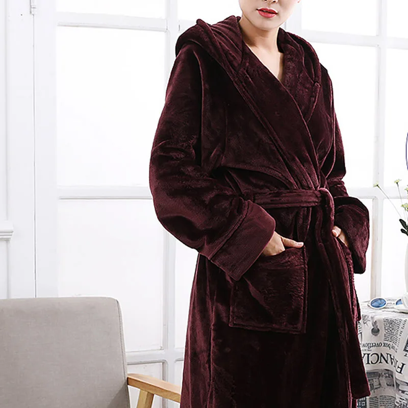 Elegant Solid Women Warm Super Soft Flannel Fleece Long Bath Robe ...
