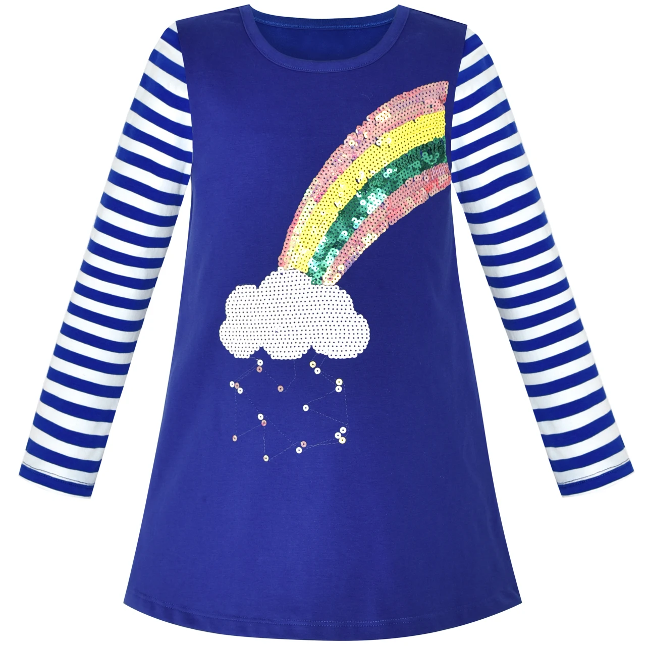 Sunny Fashion платья для девочек платье Девочки Повседневная одежда Радуга Блестки