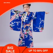 Летнее японское кимоно; платье принцессы; корейские костюмы для девочек; платье-кимоно для сцены и танцев для девочек