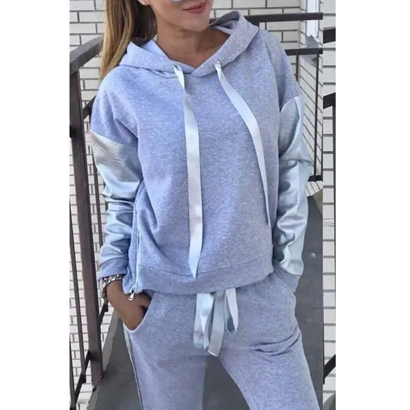 

2019 Tracksuit 2pcs Women Set Hoodies Top Sweatshirt + Side Stripe Pants Hooded 2 Pieces Sets Women Clothing Causal Suits SJ856C