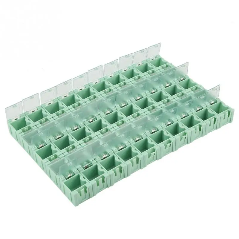 

50pcs/set SMT Storage Boxes Green SMD Container Box Electronic Components Mini Storage Case