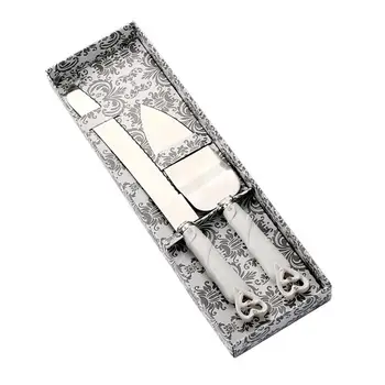 

2018 New Wholesale 2PCS High-grade Exquisite Chain Heart White and Elegant Wedding Gifts Cake Knife and Shovel Dropshipping