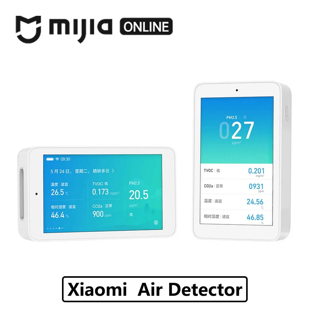 

Xiaomi Mijia Air Detector High-Precision PM2.5 CO2a TVOC Humidity Sensor 3.97 Touchscreen USB Interface Remote Air Monitoring