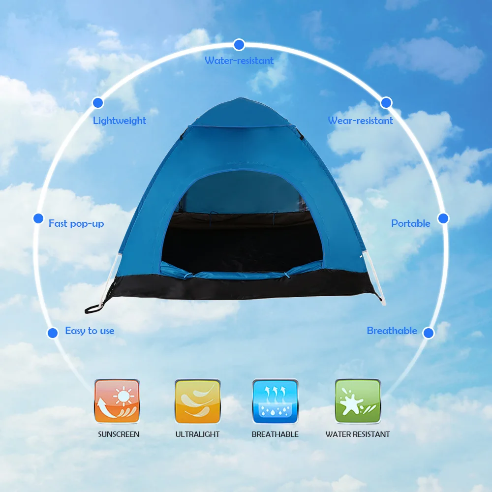 TOMSHOO في الهواء الطلق التخييم خيمة المحمولة خيمة تستقيم تلقائيا خيمة للشاطئ المشي الظهر خيمة الشمس المأوى ل 2-3 شخص