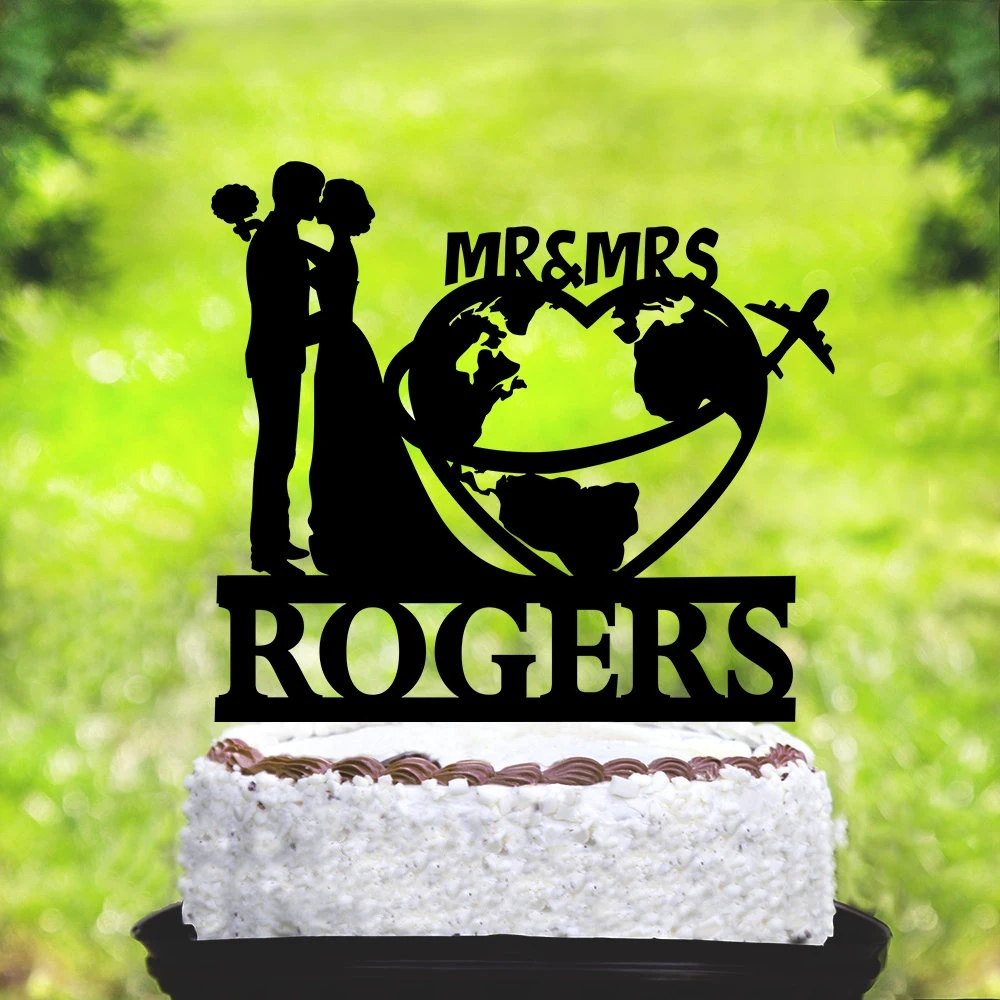 

Custom Wedding Cake Topper,Airplane Acrylic Cake Topper,Travelling Bride and Groom Cake Topper,Mr and Mrs Cake Topper
