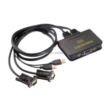 

2-In-1-Out 2-Port USB KVM VGA Switcher Switch Box With Cable for Computer Video Monitor Mouse Keyboard Adapter Multimedia