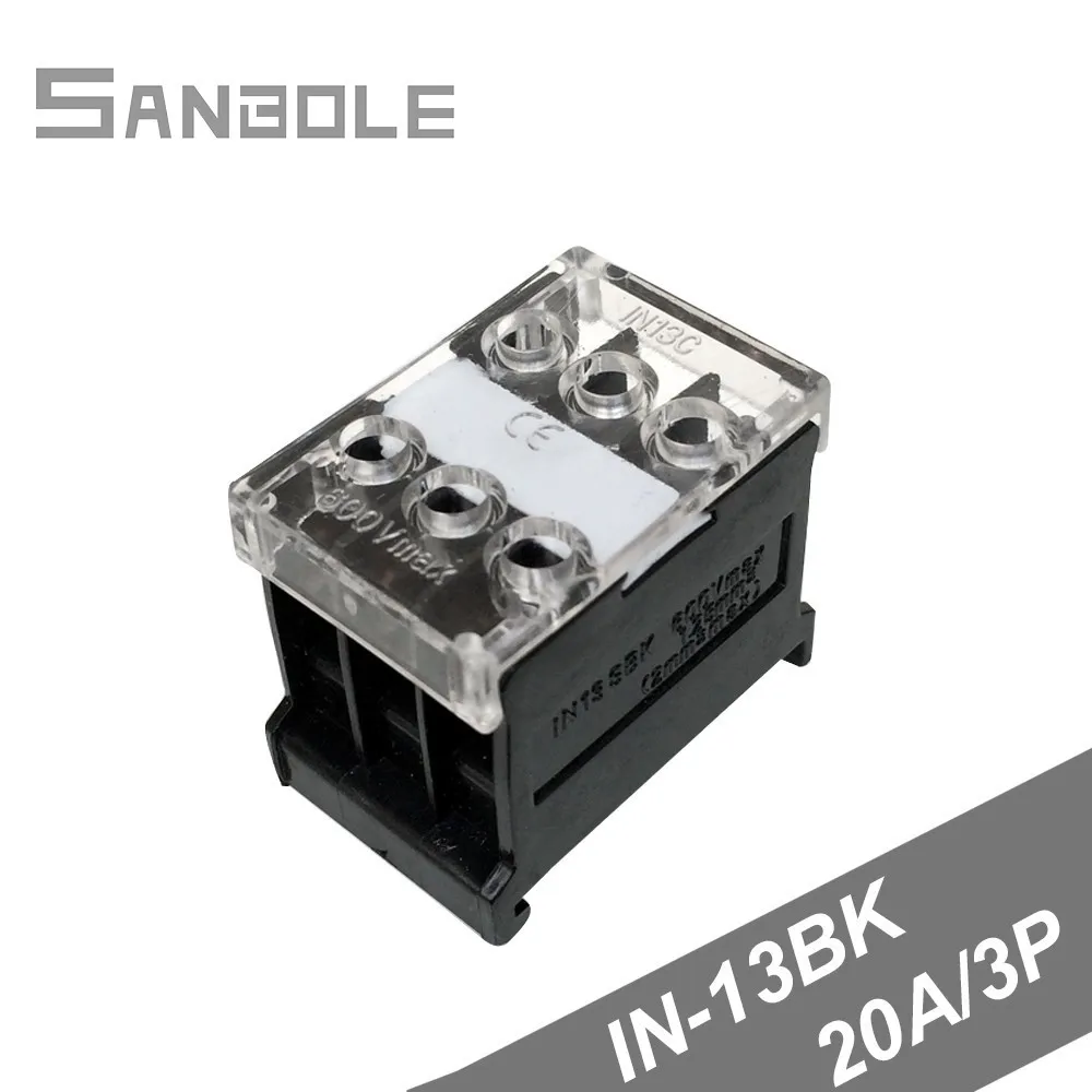 

IN-13BK Guide Connection DIN rail mounted Terminal Block Dual Row Seat Connector with Plate sscrews 20A 3P (20PCS)