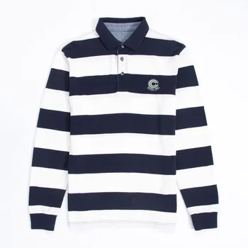 

Mens Capsule Corp Embroidered Knit Striped Long Sleeve Polo Shirts