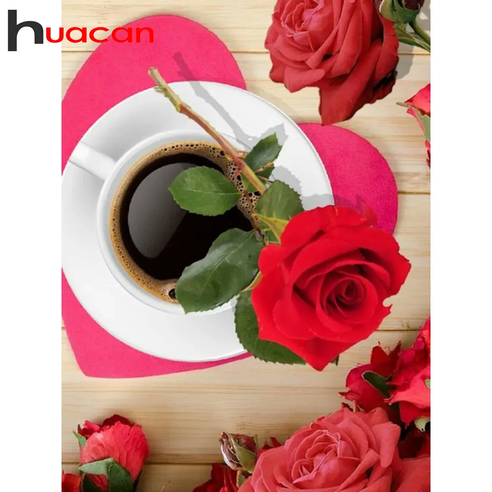 

HUACAN 5D DIY Diamond Painting Coffee Full Square Diamond Mosaic rose Embroidery Sale Pictures Of Rhinestones Home Decor Gift