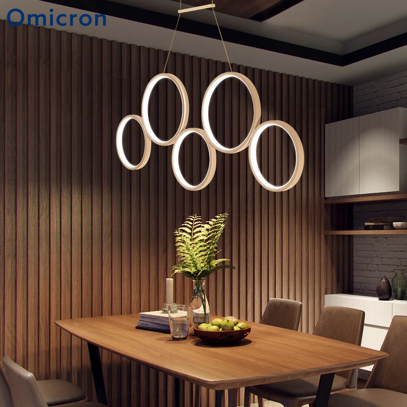 

Omicron Modern Led Pendant Lights Creative Lucky Rings White Brown Aluminum Lamp For Dining Room Living Room Home Decor Fixtures