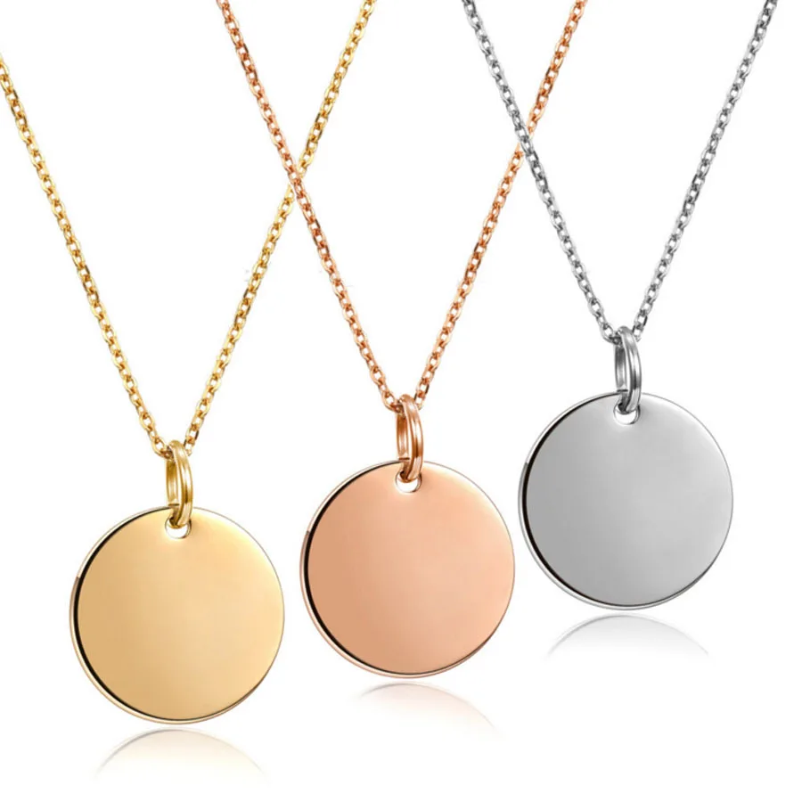 808 STORE Для женщин кулон Цепочки и ожерелья Jewelry Нержавеющая сталь монета круглая