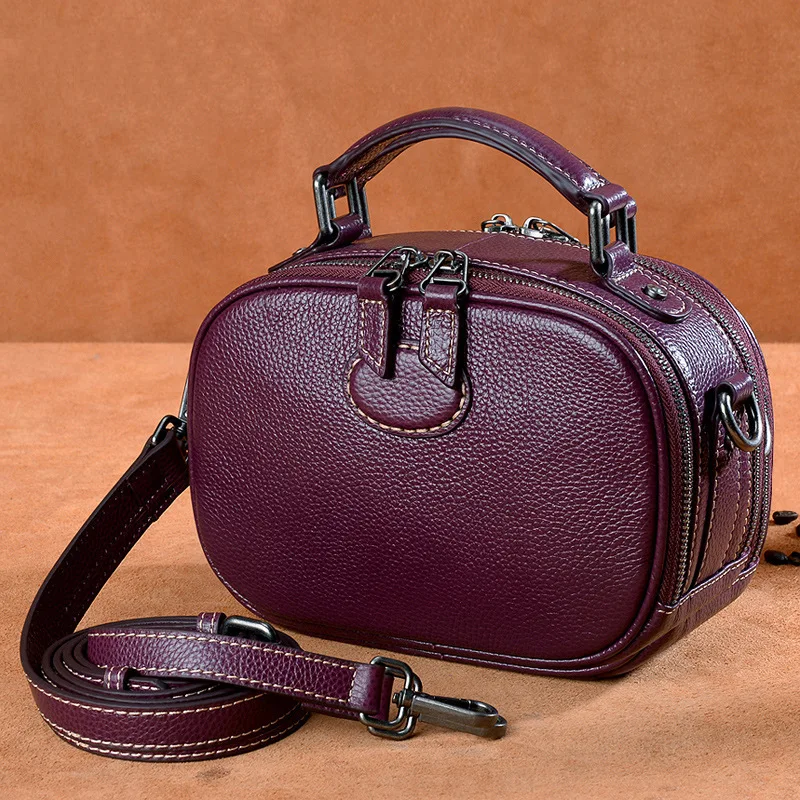 

2018 New Style Single Shoulder Slanting European and American Fashion Pure Color Lock Small Square Bag Real Cow Leather HandBag