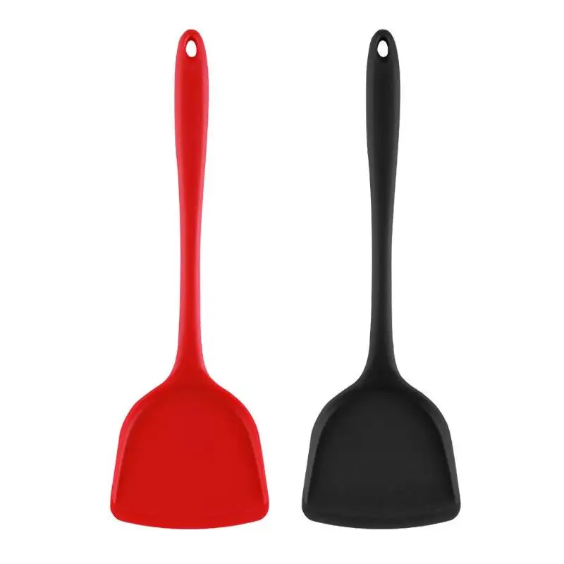 Силиконовая Термостойкая лопатка с антипригарным покрытием и длинной ручкой, кухонные инструменты для приготовления пищи, 2 цвета, кухонные аксессуары E5M1