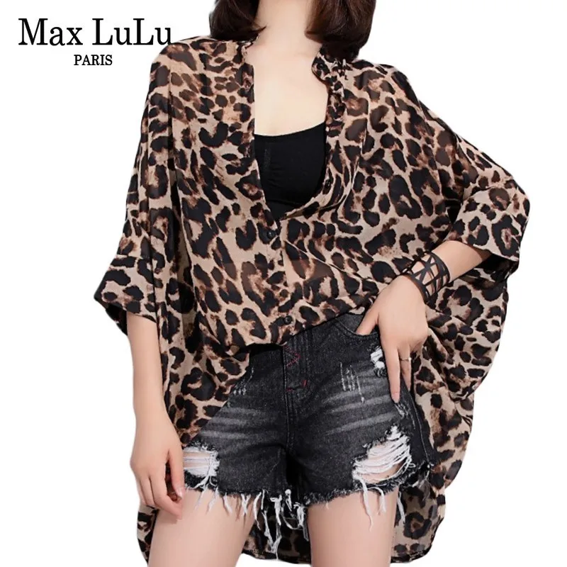 Женские шифоновые рубашки Max LuLu модные корейские готические леопардовые