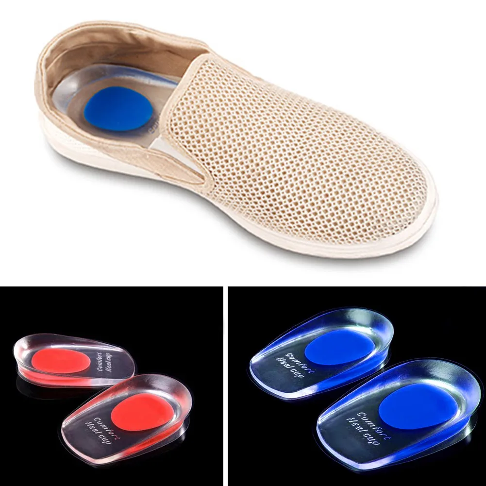 

1 Pair Inserts Men Women Silicon Gel heel Cushion insoles soles relieve foot pain protectors Spur Support Shoe pad High Inserts