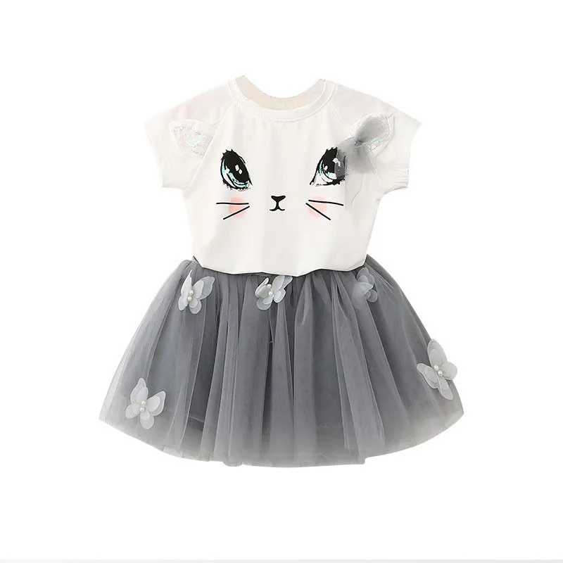 Girls Summer New Baby Girls Clothing Sets Fashion Style Cute Cat T-Shirts+ Butterfly Mesh Ball Gown Skirt 2Pcs Girls Clothes Girls Summer New Baby Girls Clothing Sets Fashion Style Cute Cat T-Shirts+ Butterfly Mesh Ball Gown Skirt 2Pcs Girls Clothes