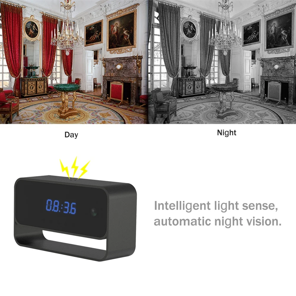 Wifi камера с часами Hd 1080P Cctv Беспроводная Ip безопасности для домашней внутренней