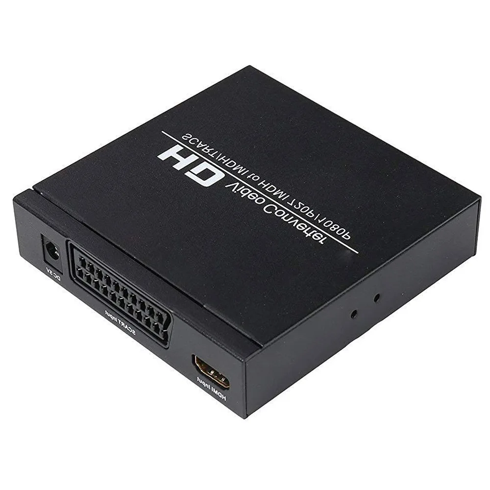  HFES PAL / NTSC SCART and HDMI to HDMI Video Converter Box 1080P Upscaler with 3.5mm and Coax Audio