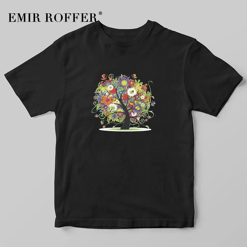 EMIR ROFFER цветные футболки с изображением дерева Женская корейская мода женская