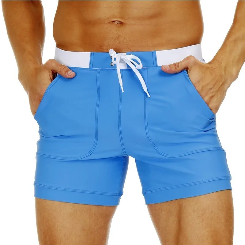 

Man Swimsuit Sexy Straight Angle Swim Trunks Adult Sandy Beach Wear Shorts Solid Quick Dry Swimming Trunks Beach XL Bathing Suit