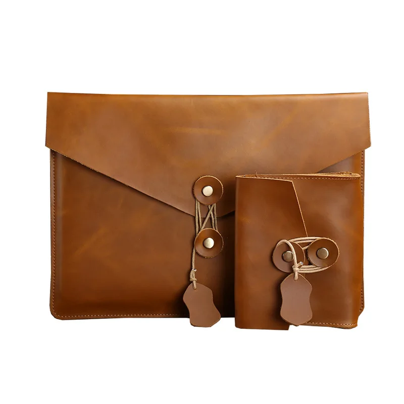 

Fashion Retro Genuine Leather Portable Organizer Bags Men Clutch Bags Business Laptop Bag Document Bags Macbook Protect Sheath