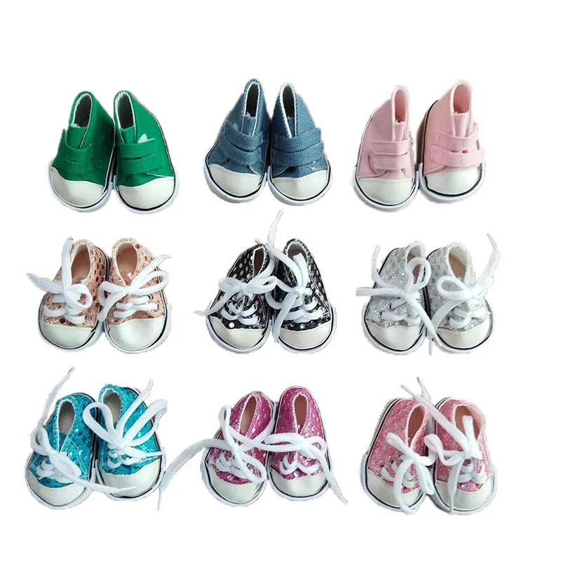 

mix random Color 7*3.6cm Doll Handmade Sneakers American Girl Doll Accessories Cute Doll Shoes For Canvas Shoes