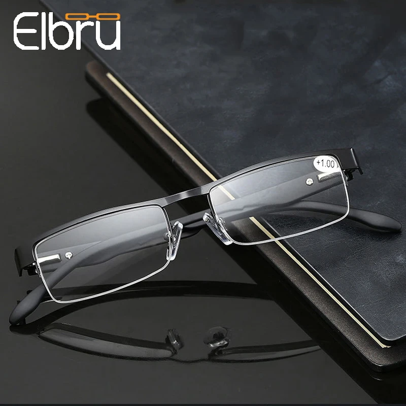 

Elbru Business High Quality Alloy Reading Glasses Men Women Eyeglasses Hyperopia Prescription glasses +1.0 1.5 2.0 2.5 3.0 3.5