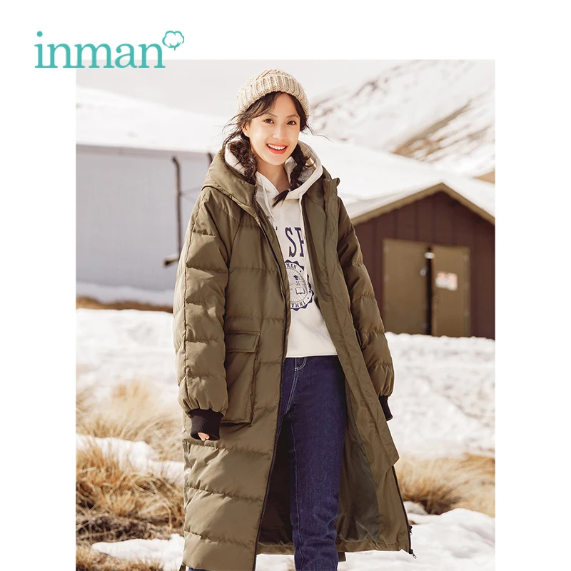 INMAN 2018 Winter New Arrival Hooded Warm Windproof Slim Long Section Woman Down Coat