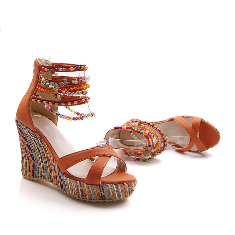 

Slope With Manual Beads Sandals Shoe Sponge Women's Shoes