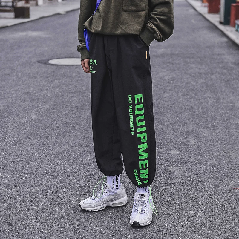 Men's Trousers 2019 Spring New Loose Feet Drawstring Trousers Youth Popular Casual Pants Black White Youth Casual Men's Clothing