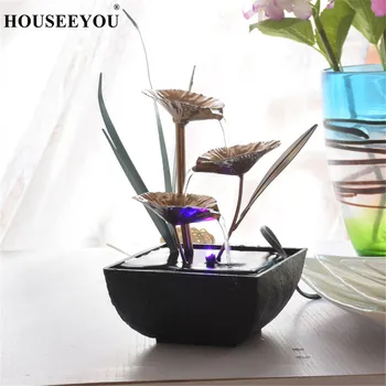

Floral Landscape Water Fountains Home Decoration Feng Shui Water Flow Wheel Home Office Table Figurines Decoration Crafts Gifts