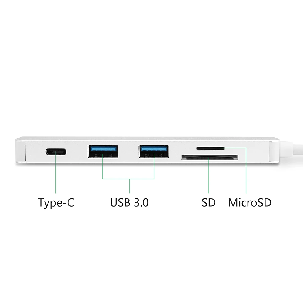 Batianda Thunderbolt 3 адаптер USB C до 3,0 концентратор type C конвертер для MacBook Pro Air 13 15 16 USB-C адаптер TF/SD кард-ридер