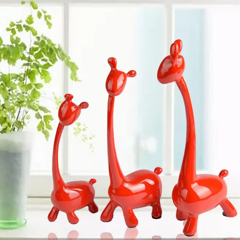 

3pcs/set Resin Deer Figurine Home Furnishing Decoration Craft Wedding Birthday Gift Simple European Style Crafts Decor