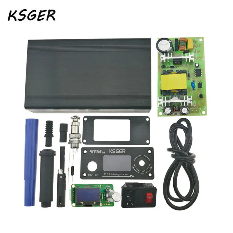 KSGER STM32 OLED T12 V2.1S Температура контроллера 1,3 дюйма Экран черный металлический чехол Питание 9501 паяльная ручка комплект