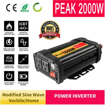

Max 2000W Solar Power Inverter 12V DC to 110V AC LCD Digital Modified Sine Wave Car Charge Converter Transformer