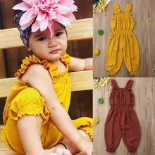 Детский комбинезон с лямками для маленьких девочек; летний детский длинный комбинезон; комбинезоны; одежда