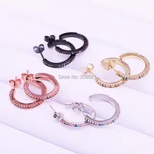 8 пар смешанных цветов микро проложить Радуга cz круглая серьга Новая мода девушки женщины серьги тонкой работы