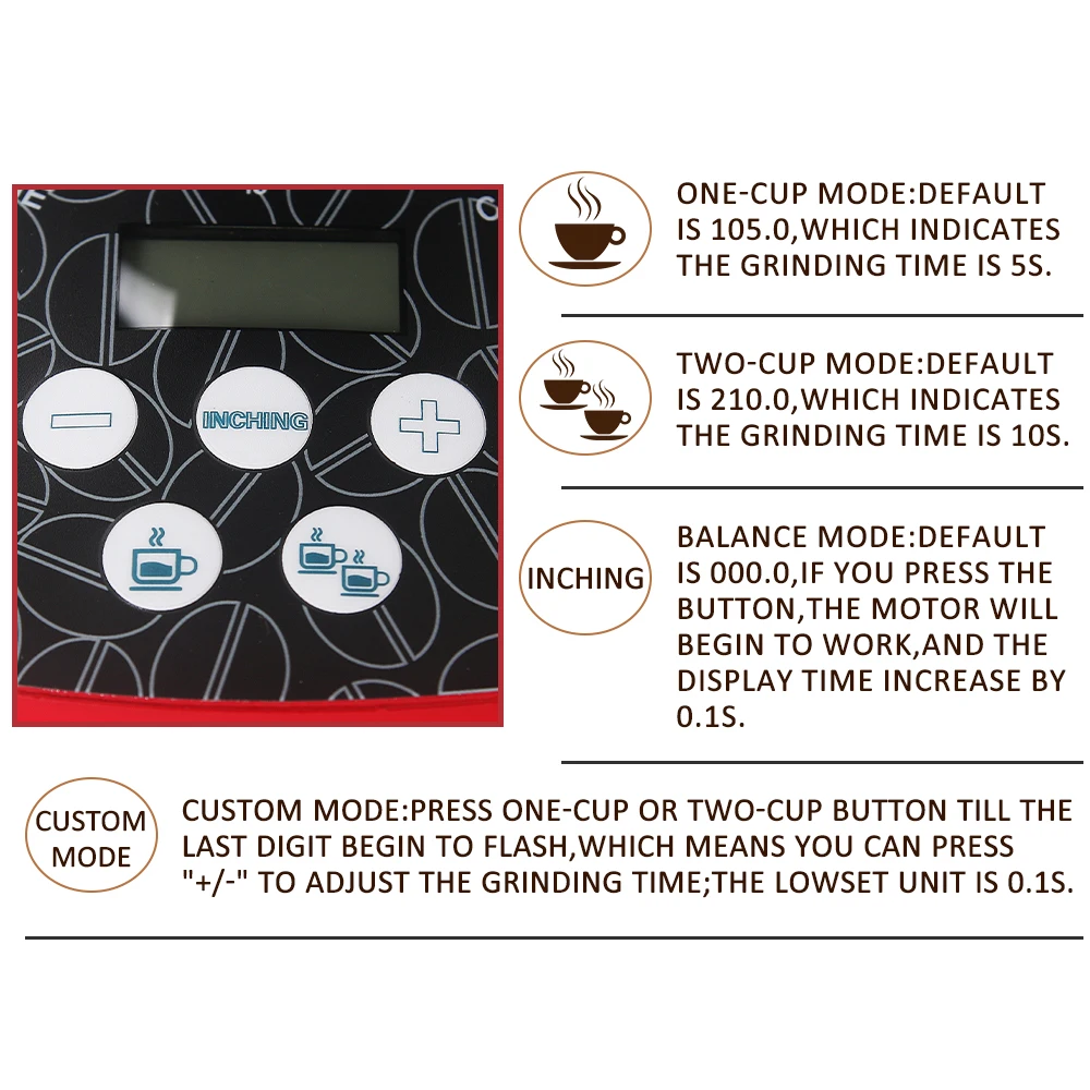 ITOP Coffee Grinders Commercial Coffee Bean Milling Machine Coffee Burr Grinder 180W 500g Hopper Capacity Red/Black/Grey Color